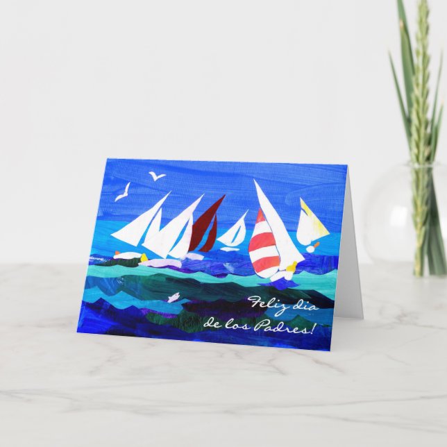 Carte de Fête des pères pour bateaux à voile - Sal (Devant)