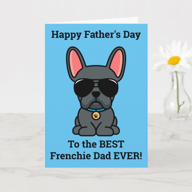 Carte de Fête des pères pour chien de taureau bleu (Petite plante)