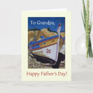Carte de fête des pères pour grand-père - Bateau d