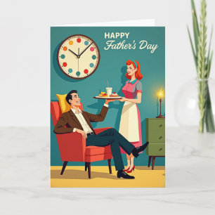 Carte de Fête des Pères Rétro Amour