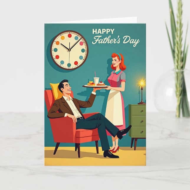 Carte de Fête des Pères Rétro Amour (Devant)