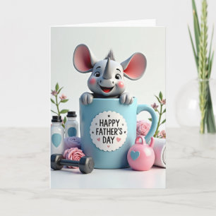 Carte de fête des pères rose avec kettlebell
