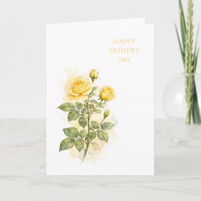 Carte de fête des pères Rose jaune aquarelle (Devant)