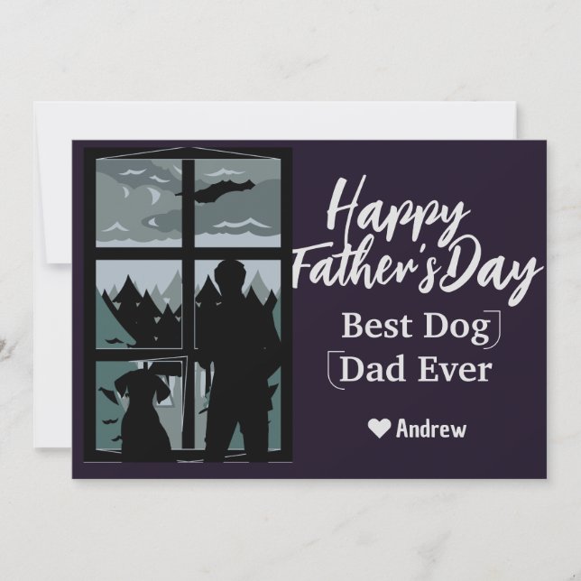 carte de fête des pères silhouette père et fille (Devant)