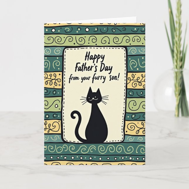 Carte de Fête des Pères stylisée avec un chaton (Devant)