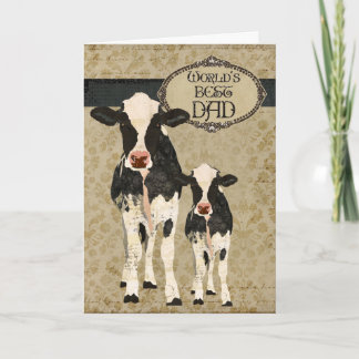 Carte de Fête des pères Vaches vintages