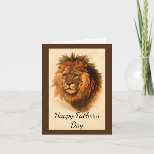Carte de fête des pères visage de lion (Devant)