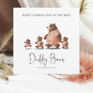 Carte de Fête des pères Whimsical Daddy Bear and C