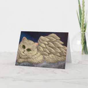 CARTE DE FÊTE DU CHAT ANGE PERSAN BLANC