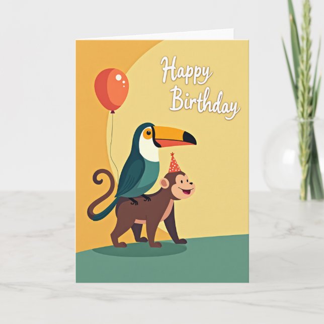 Carte de fête du primate à pois (Devant)