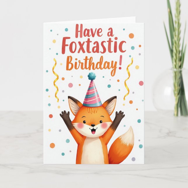 Carte de fête du renard joyeux (Devant)
