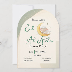 Carte de fête Eid Al Adha Dusty Green Sheep Dinner