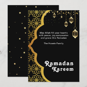 Carte de fête élégante Ramadan Kareem noir or