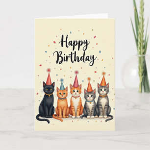 Carte de fête féline fantaisiste