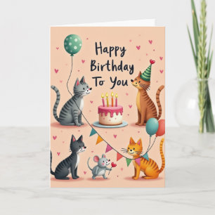 Carte de fête féline joyeuse