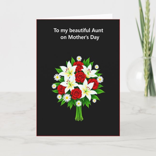 Carte de Fête Florale Tante à pois (Devant)