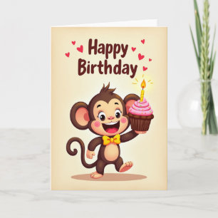 Carte de fête joyeuse pour primate