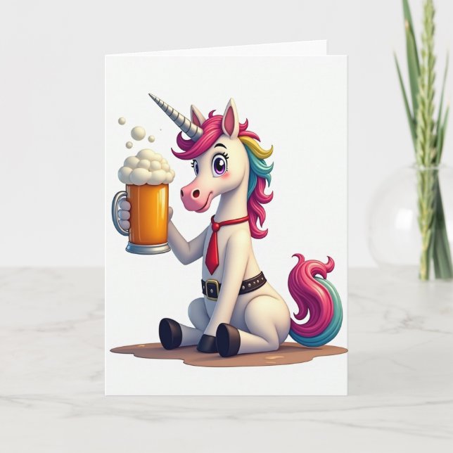 Carte de fête licorne amusante (Devant)