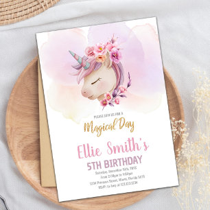 Carte de fête magique pour filles avec Accen or