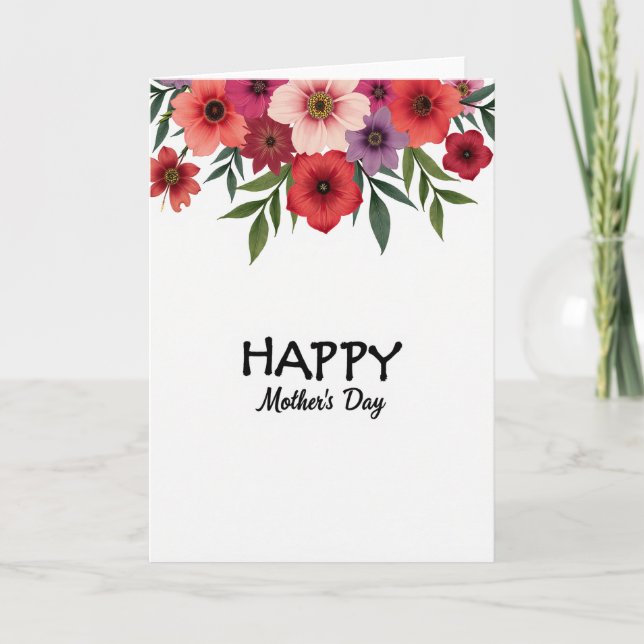 Carte de fête maman aquarelle florale (Devant)