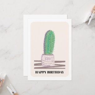 Carte de fête moderne verte cactus