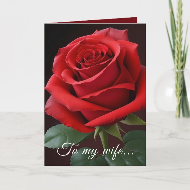 Carte de fête personnalisée avec une rose rouge po (Devant)