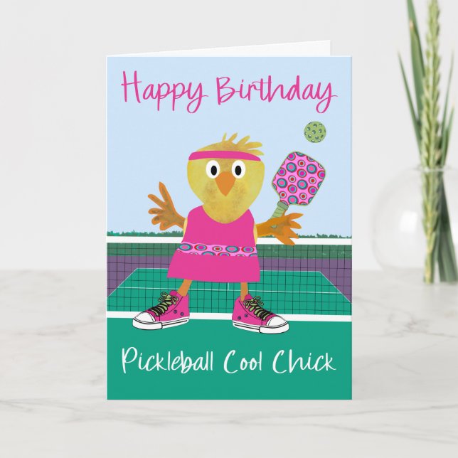 Carte de fête Pickleball Cool Chick (Devant)