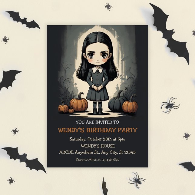 Carte de fête plate Halloween pour fille d'anniver (Créateur téléchargé)
