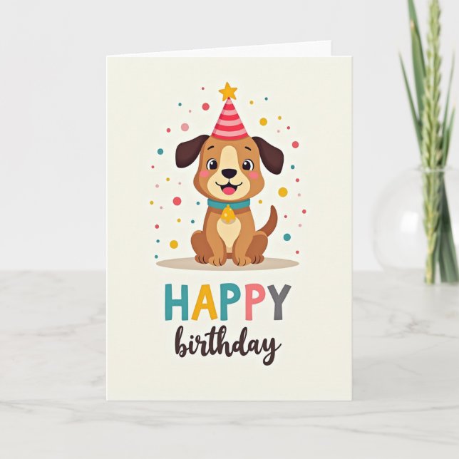 Carte de fête pour chiot fantaisiste (Devant)
