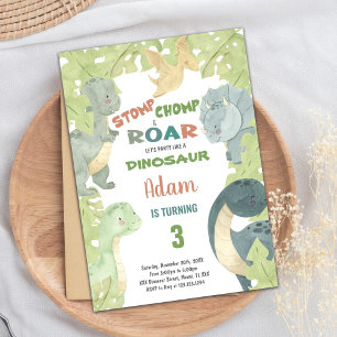 Carte de fête pour enfants avec thème T-Rex & Jung