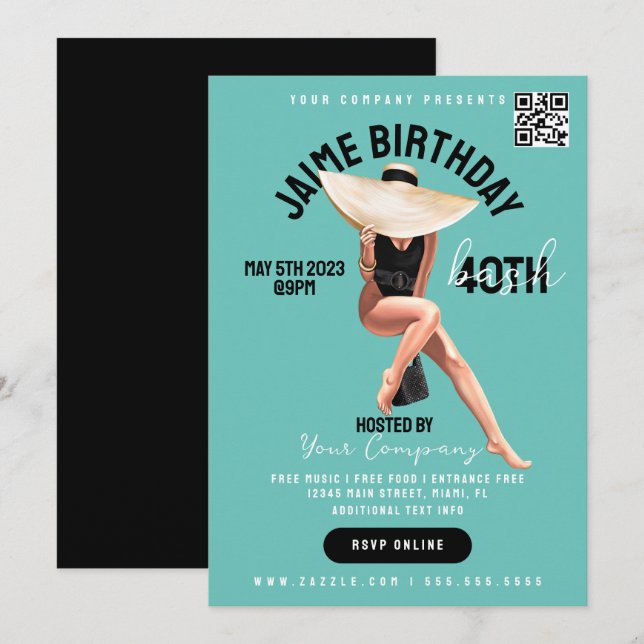 Carte de fête pour les 40 ans Club Style B (Devant / Derrière)