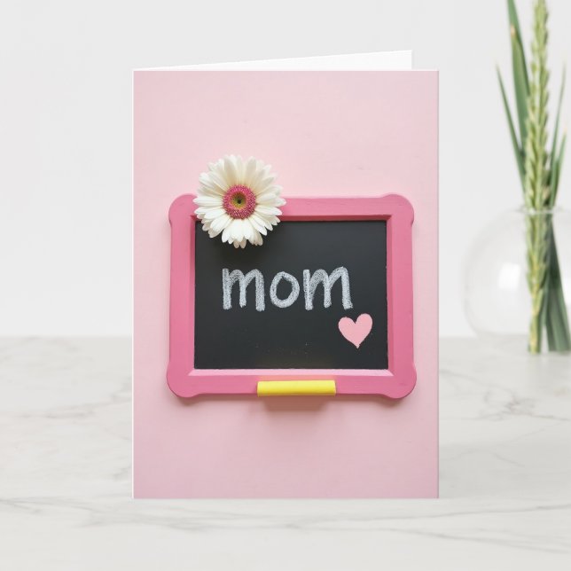 Carte de fête pour maman sur tableau noir rose (Devant)