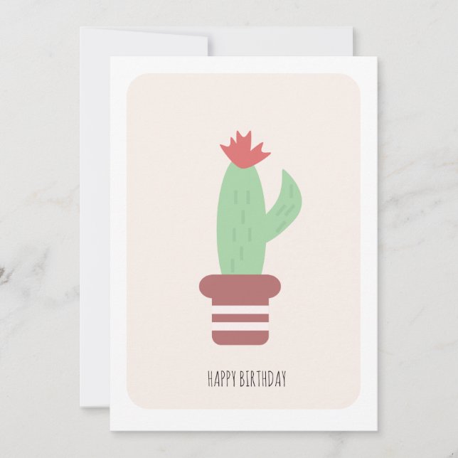 Carte de fête simple et grande cactus vert du dése (Devant)