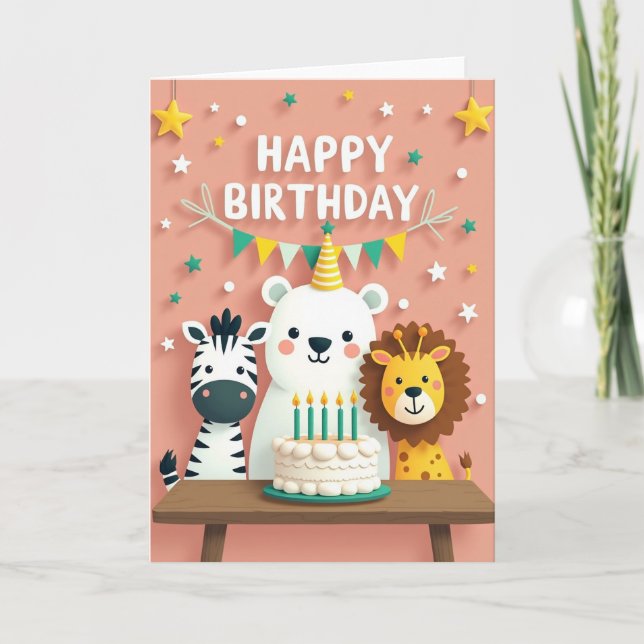 Carte de fête Trio d'animaux (Devant)