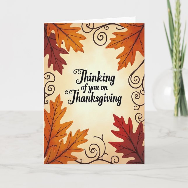 Carte de feuille de pensées de Thanksgiving (Devant)