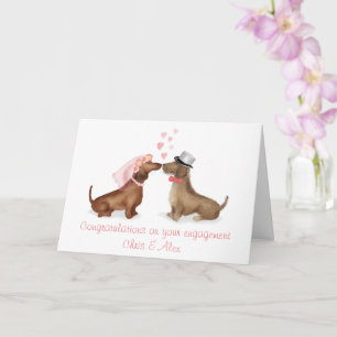 Carte de fiançailles de dachshunds amoureux (fille