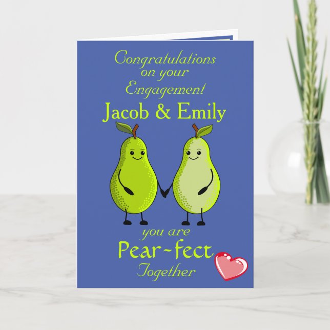 Carte de fiançailles Fun Pun Pear (Devant)