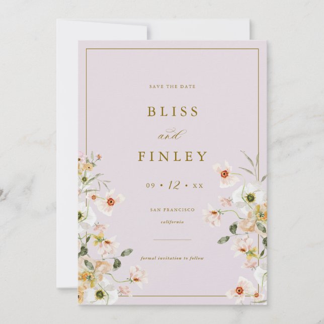 Carte de fiançailles minimale florale BLISS (Devant)