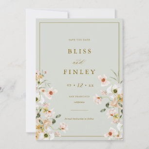 Carte de fiançailles minimale florale BLISS Save T