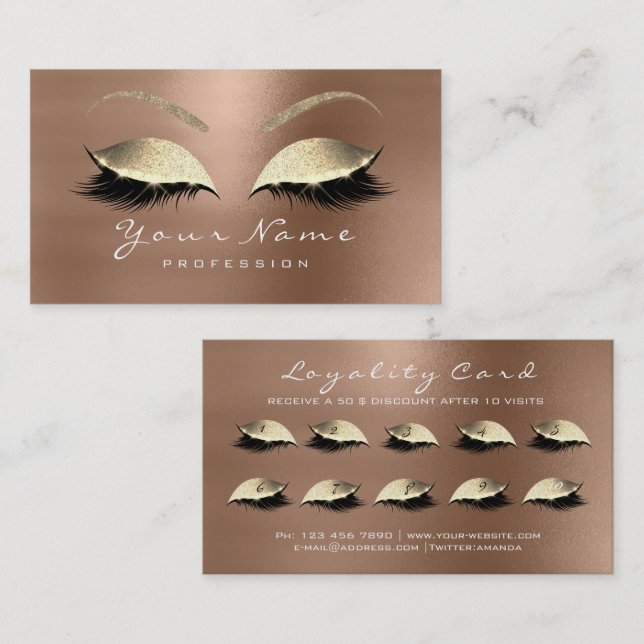 Carte de fidélité 10 Lashes de maquillage Extensio (Devant / Derrière)