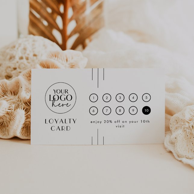 Carte de fidélité 10 perforations avec logo Art Dé (EVERLY Art Deco Logo Business Reward 10 Punch Loyalty Card)