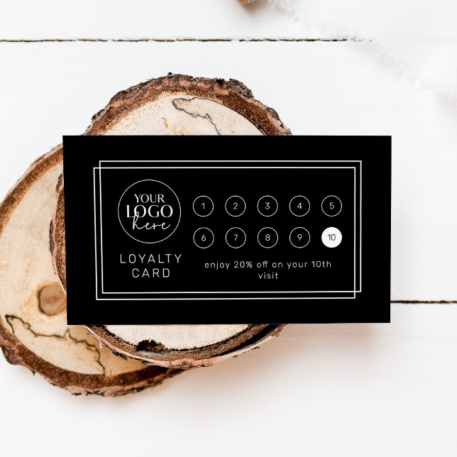 Carte de fidélité 10 perforations Récompense Entre (AVERY Modern Black Logo Business Reward 10 Punch Loyalty Card)