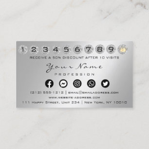 Carte de fidélité 10 Punch Crown Argent QR Logo Ph