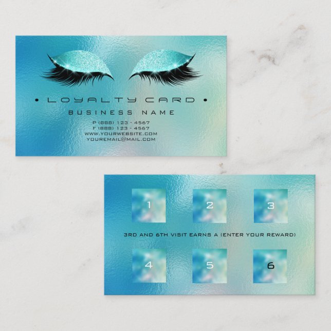 Carte de fidélité 6 Beauté Salon Maquillage Verre  (Devant / Derrière)