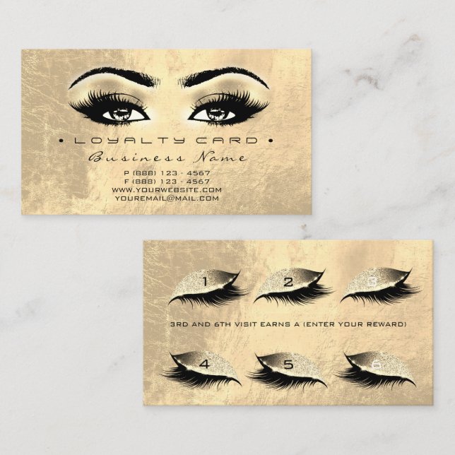 Carte de fidélité 6 Beauty Salon Maquillage à lash (Devant / Derrière)