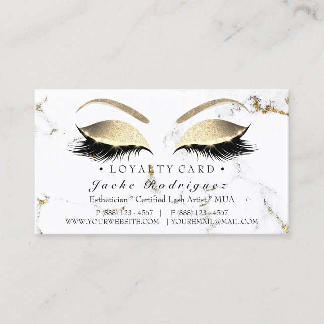 Carte de fidélité 6 Punch Beauté Lashes Marble Gol (Devant)