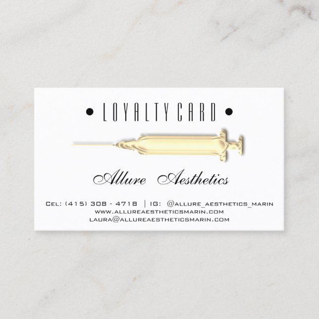 Carte de fidélité 6 Punch Beauté Santé Syringe Or (Devant)