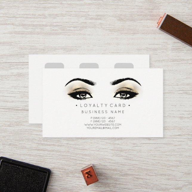 Carte de fidélité 6 Punch Client Beauté Salon Faux (Devant/Arrière en situation)