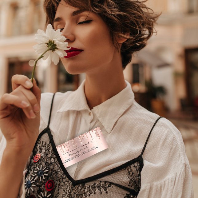 Carte de fidélité 6 Punch Maquillage de beauté Coe (Loyalty Card 6 Punch Makeup Beauty Heart Rose Small )