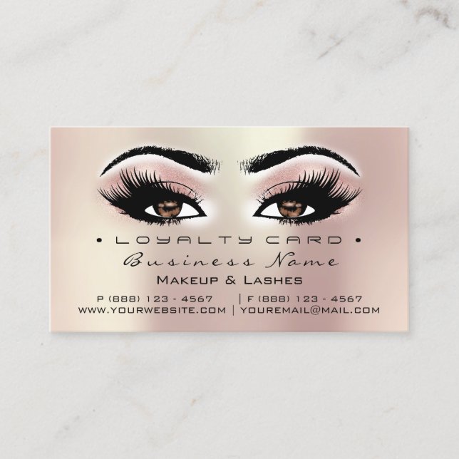 Carte de fidélité 6 Salon de beauté Lash Peach Ros (Devant)